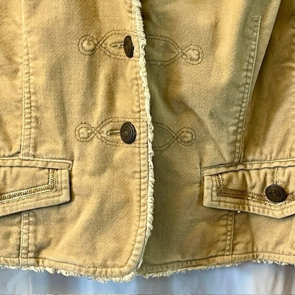 Venezia Supreme Vintage Y2K Tan Corduroy Distressed Boho Blazer Jacket 14/16 - Picture 3 of 10